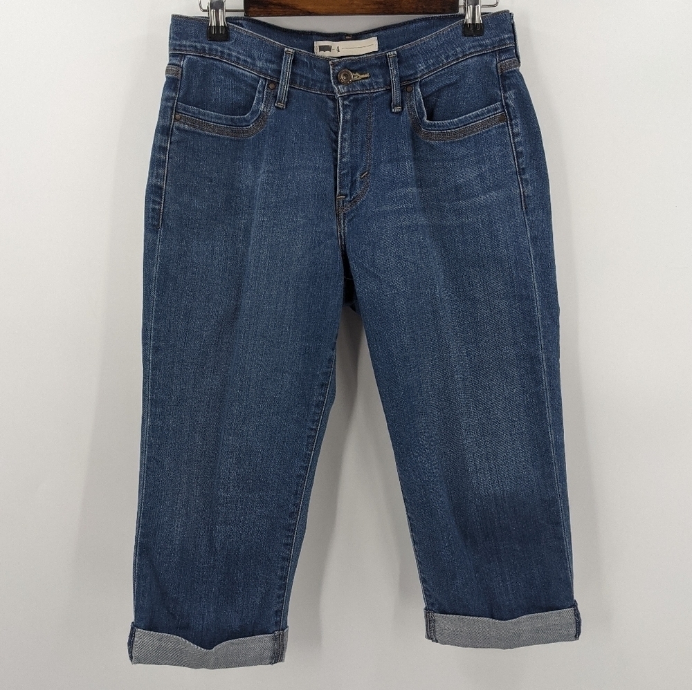 LEVI'S Cropped Cuffed Denim Capri Jeans